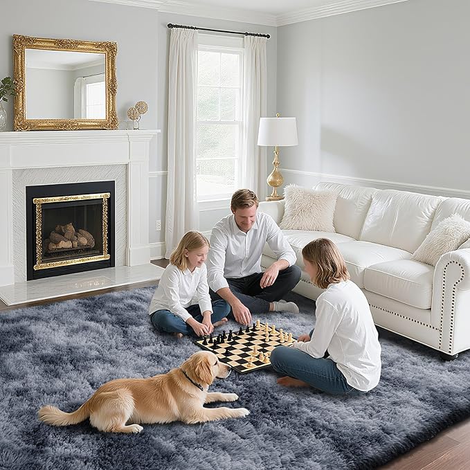 Fluffy Rug Shaggy Area Rug, Mottling Dark Grey 2x4 Area Rugs - Image 5