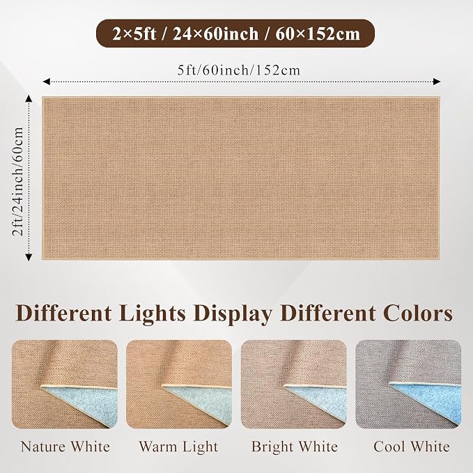 Easy Jute 2x5 Runner Rug: Non Slip Solid Color Low Pile Indoor Doormat - Image 2