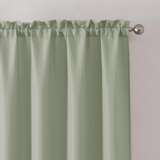 Chyhomenyc Bennett Light Green Window Valance, Faux Linen Slub Textured Semi - Image 4