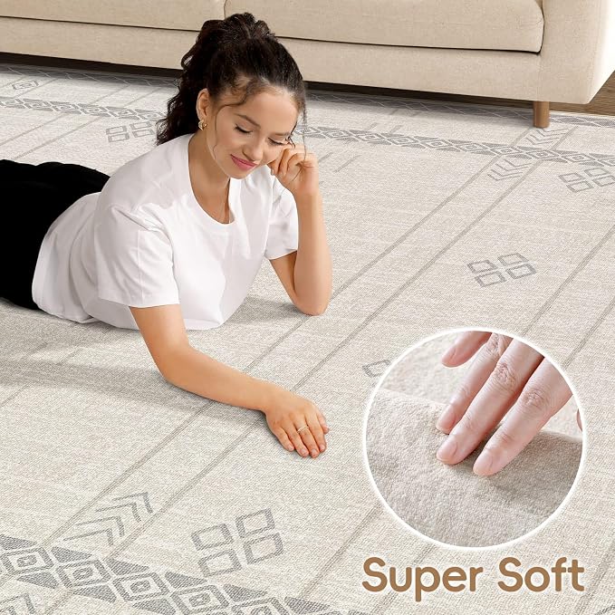 cotiled 6x9 Area Rug Living Room: Washable Boho Rugs - Image 4