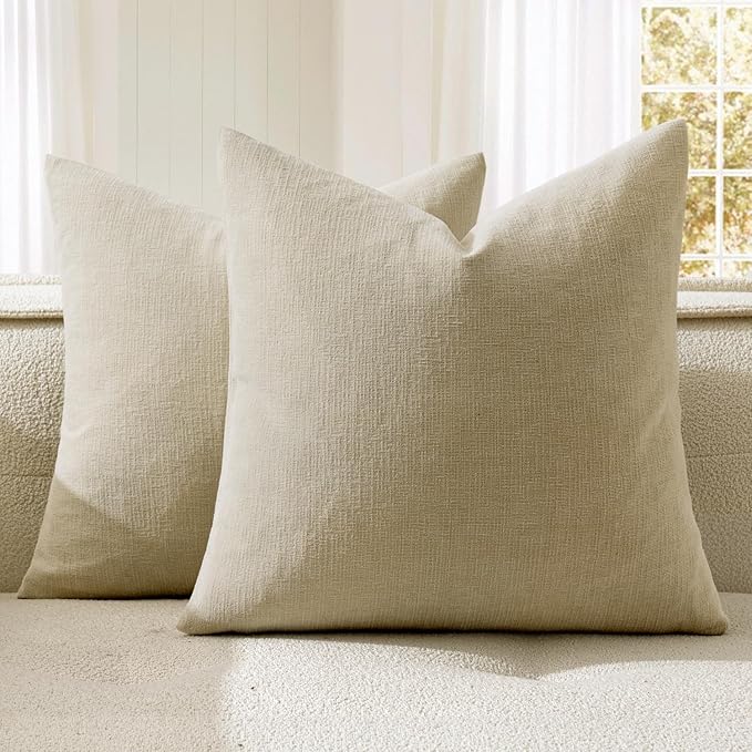 MIULEE Ivory Couch Pillow Covers 18x18 Inch by MIULEE