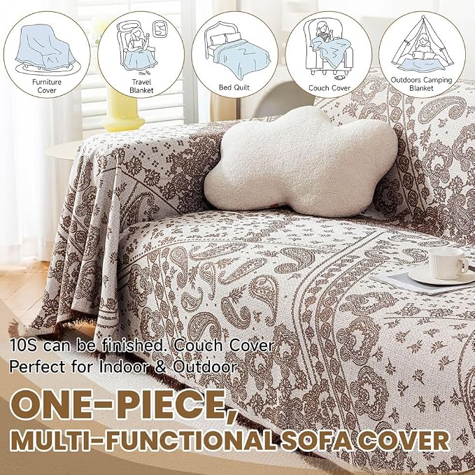 ROOMLIFE Brown Couch Covers for Sofa, Sofa Covers Washable Non Slip Furniture - Image 3