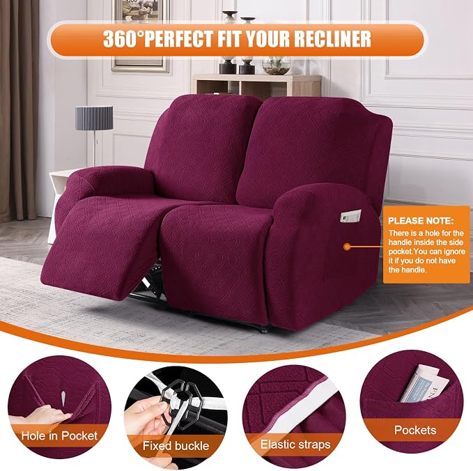 VANSOFY Recliner Cover, 2-Pieces Stretch Reclining Couch Cover - Image 5