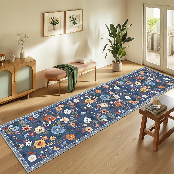 RELEANY Floral Nursery 2x8 Area Rugs Washable Print Boho Cute Carpet Non Slip - Image 2