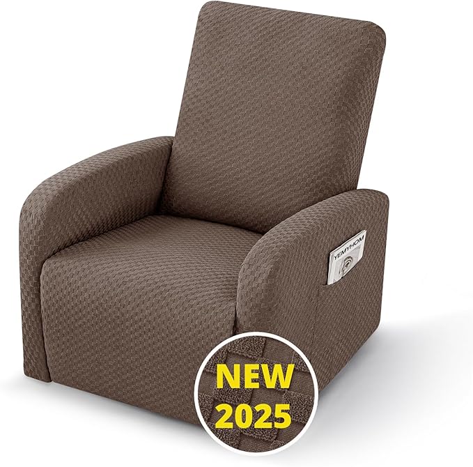 YEMYHOM 3 Pieces Stretch Recliner Slipcover Latest Jacquard Small Recliner by YEMYHOM