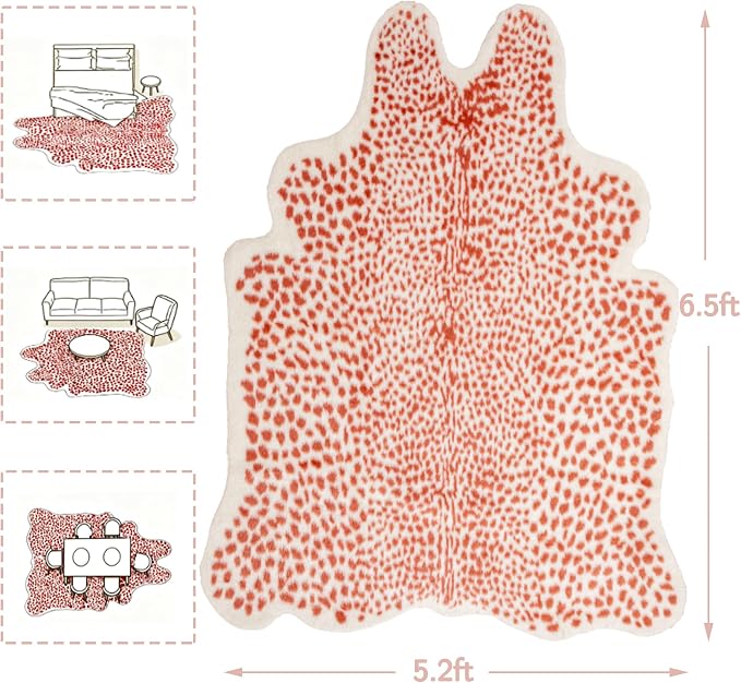 Huichenxing2021FURSTORE Leopard Rug Cheetah Print Rug Large Faux Cowhide Skin - Image 2