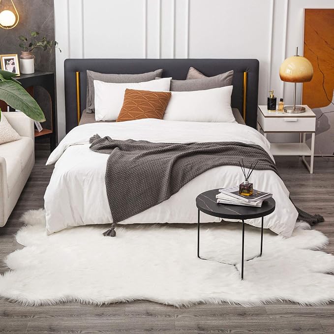 Carvapet 5x7 Faux Sheepskin Area Rug Soft Fluffy White 5 x 7 Plush Fur Carpet - Image 5