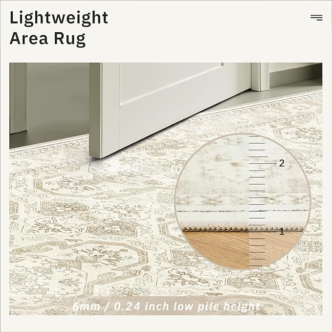Area Rug 6x9, Washable Rugs, Stain Resistant Gray Area Rugs - Image 7