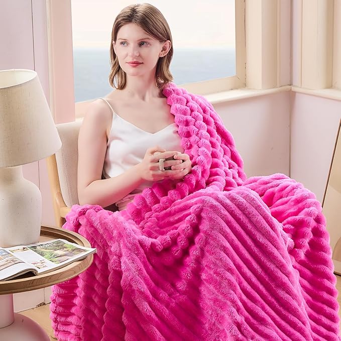 NEWCOSPLAY Super Soft Twin Blanket Hot Pink Premium Silky Flannel Fleece 3D - Image 2