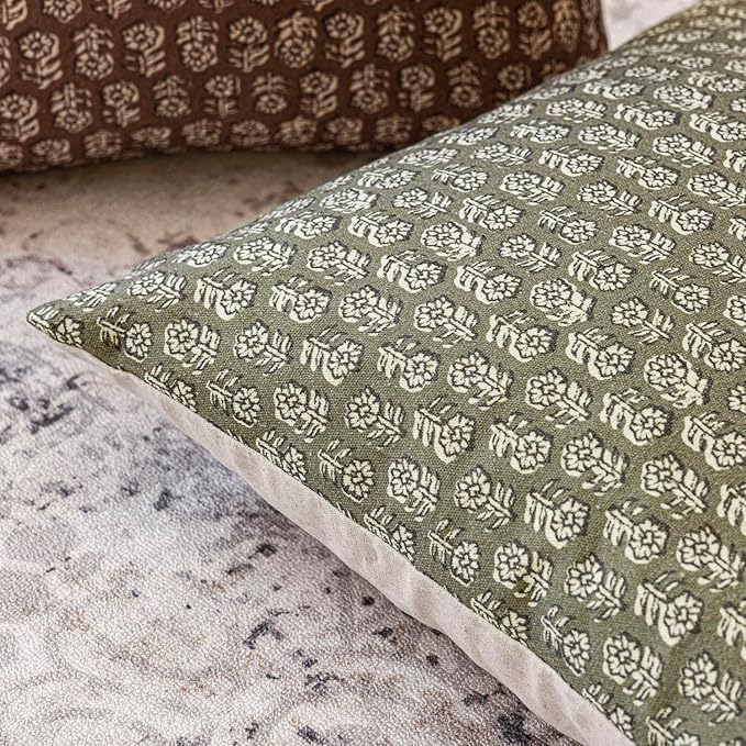 Foindtower Set of 2 Decorative Vintage Floral Print Throw Pillow Covers Neutral - Image 3