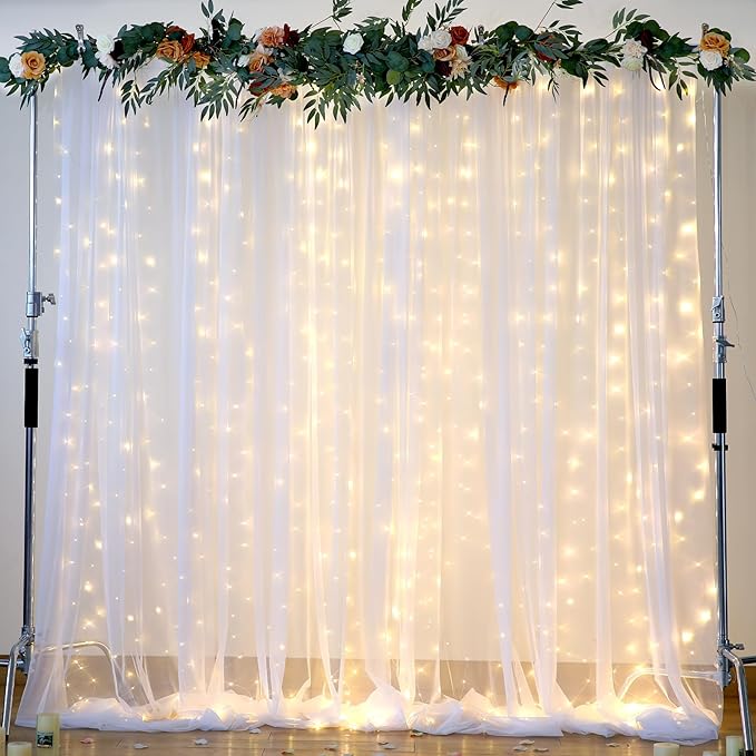 10ft x 12ft White Tulle Backdrop Curtain - Image 5