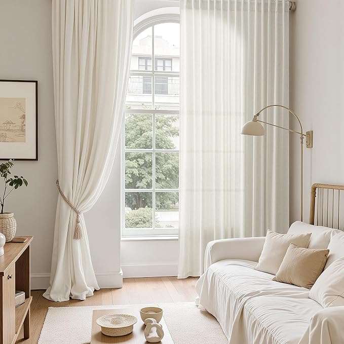 Nanspring Natural Linen Curtains 84 Inch Length 2 Panels Set - Image 6