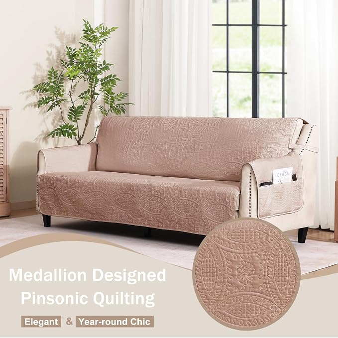 Loveseat Covers for 2 Cushion Couch, Water-Repellent Slip Covers for Sofa - Image 8