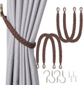 NICEEC 4 Pack Natural Cotton Rope Curtain Tiebacks Elegant Boho Style by NICEEC