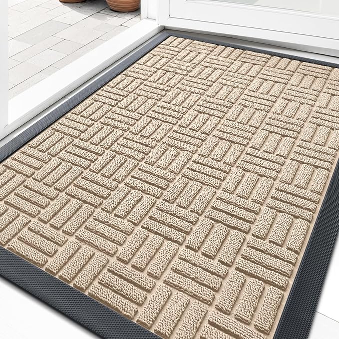 OLANLY Front Door Mat Outside Entrance 29.5x17, Heavy Duty Sturdy Natural by OLANLY