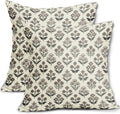 Black Dark Brown Floral Pillow Covers 16x16 Inch Set of 2, Vintage Flower Block by Sivirary