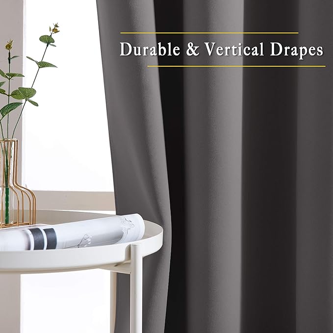 NICETOWN Grey Blackout Curtains 63 inch Length - Image 3