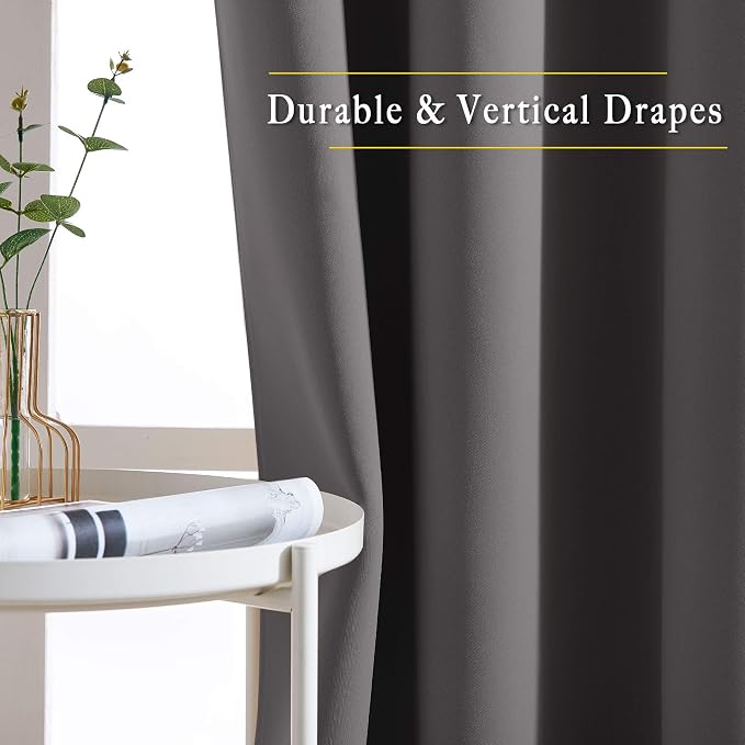 NICETOWN Grey Bedroom Blackout 90 inch Curtains - Image 5