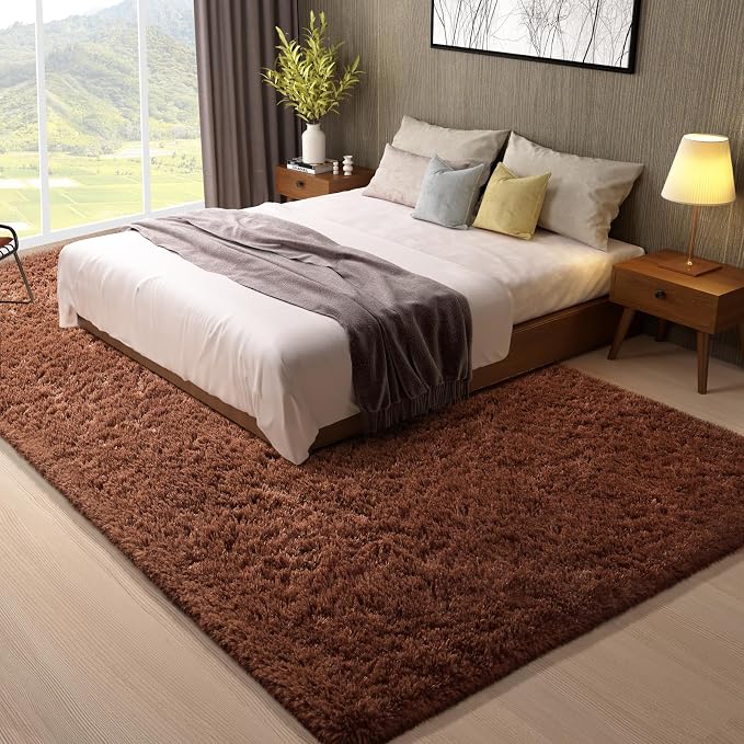 Ophanie 8x10 Brown Area Rugs for Living Room, Large Shag Bedroom Carpet - Image 3