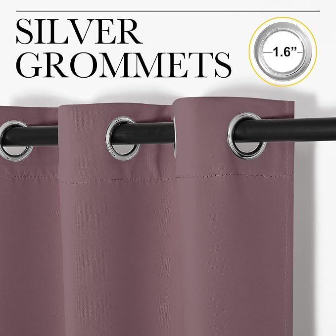 NICETOWN Window Curtain Panels, Dry Rose, 1 Pair, 34 by 84-inch, Thermal - Image 3