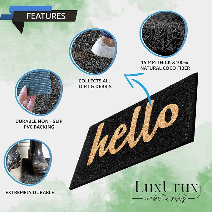 LuxUrux Welcome Mats Outdoor Coco Coir Doormat, - Image 7