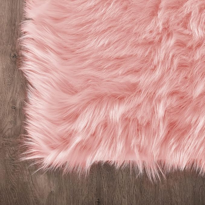 Latepis Pink Rugs for Bedroom Girls Washable Runner 2x6 Faux Fur Rug Soft Furry - Image 5
