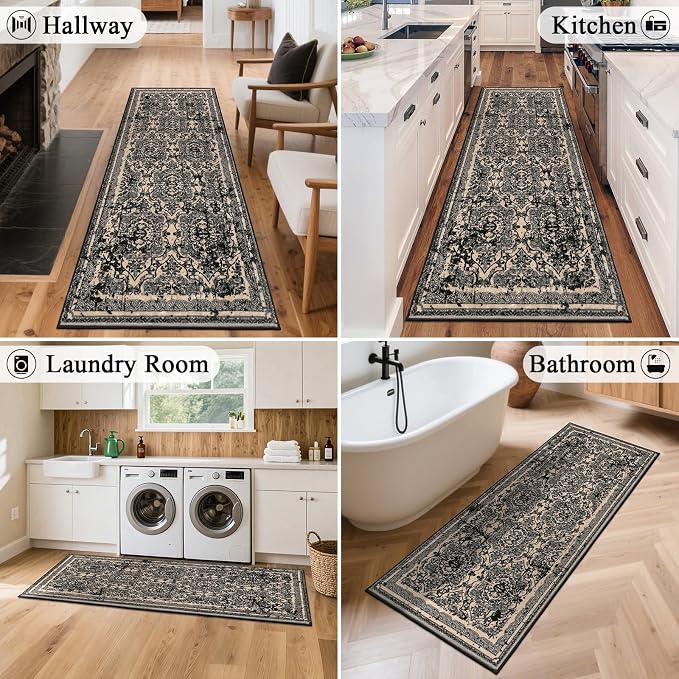 Vaukki Hallway Runner Rug, Vintage Shaggy Soft Laundry Rug Runner, Non Slip - Image 3