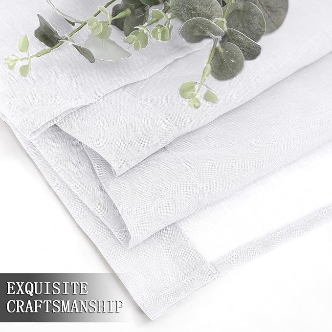 Tollpiz Sheer Tier Curtain Linen Textured Half Kitchen Curtains Sheer Light - Image 7