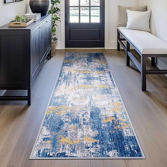 Washable Area Rugs 2'x8' Non-Slip Modern Abstract Soft - Image 4