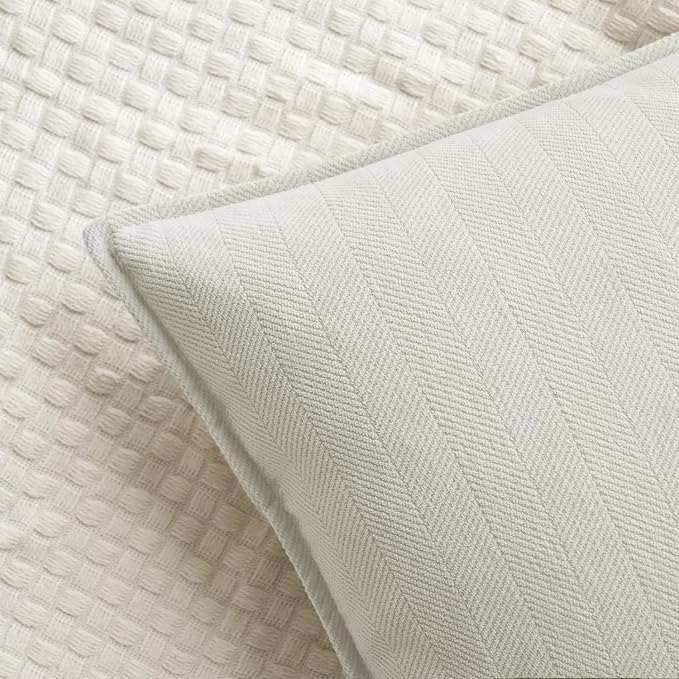 MIULEE Pack of 2 Cream White Decorative Pillow Covers 18x18 Inch Soft Chenille - Image 2