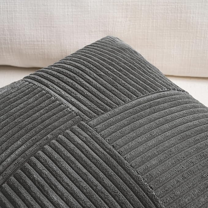 Fancy Homi 2 Packs Dark Gray Decorative Throw Pillow Covers 16x16 Inch - Image 3