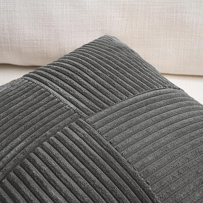 Fancy Homi 2 Packs Dark Gray Euro Decorative Throw Pillow Covers 26x26 Inch - Image 3