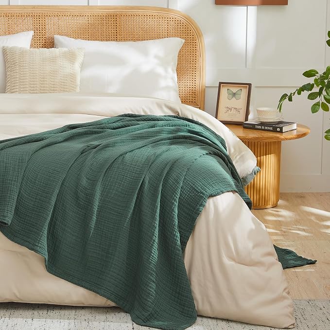EMME Cotton Muslin Queen Blanket Bed Layering Breathable Gauze Blanket Soft - Image 5