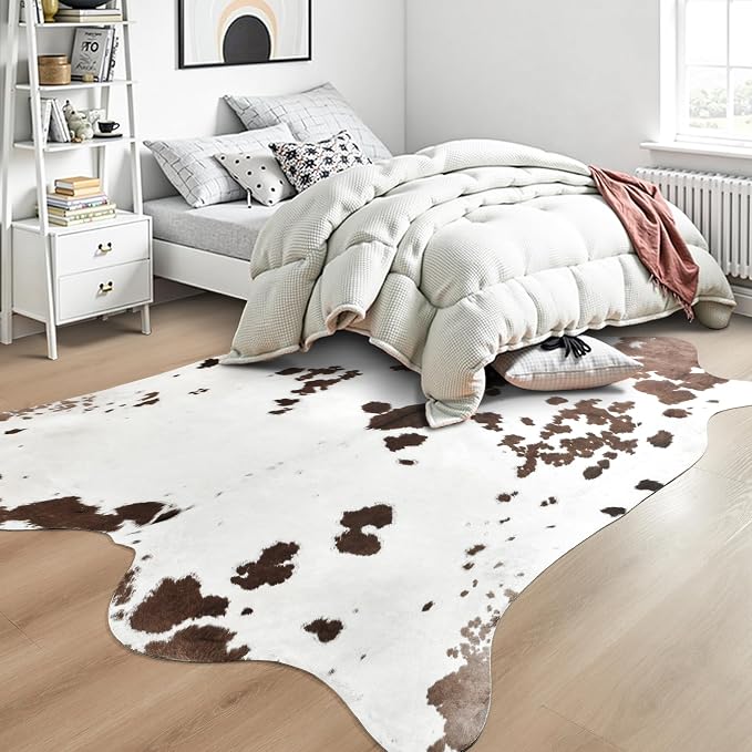 Easycozy Faux Cowhide Cow Print Rug: 5.2 x 6.2 Western Decor Faux Cowhide - Image 7