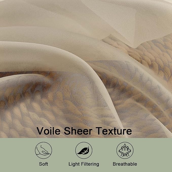 OWENIE Extra Long Taupe Sheer Curtains 96 Inches Long 2 Panels Set, Soft - Image 5