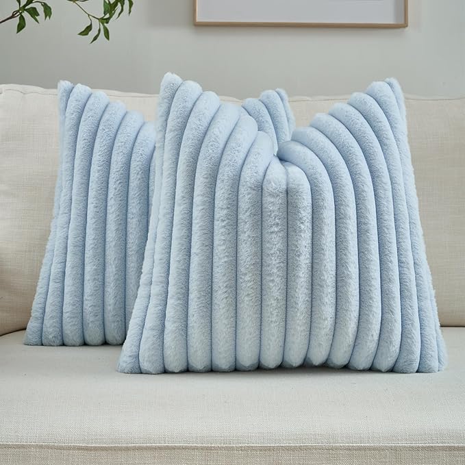 FUTEI Light Blue Decorative Throw Pillow Covers Set of 2, 18x18 Inch Soft by FUTEI