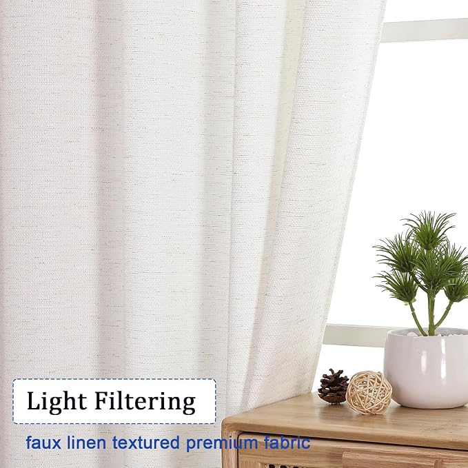 Chyhomenyc Bennet Linen Curtains 72 Inch Length 2 Panels Set, Burlap Faux Linen - Image 2