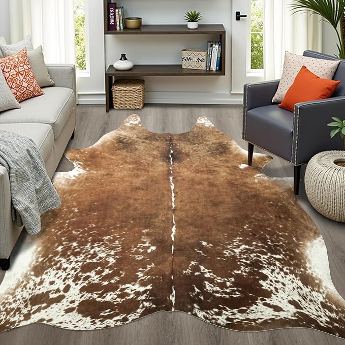 Easycozy Faux Cowhide Cow Print Rug: 6.2 x 7 Western Decor Faux Cowhide by HomeWesternDecoration