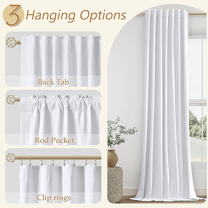 Guken White 100% Blackout Linen Curtains 70 Inch Wide by 96 Inch - Image 6