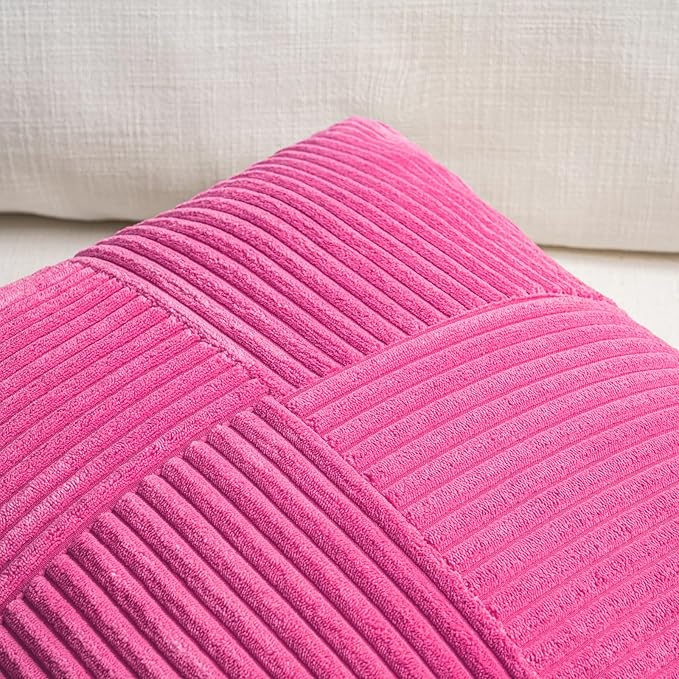 Fancy Homi 2 Packs Hot Pink Big Decorative Throw Pillow Covers 24x24 Inch - Image 3