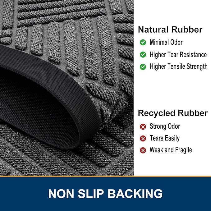 Smiry Front Door Mat Outside Entrance, Heavy Duty Outdoor Indoor Natural Rubber - Image 6