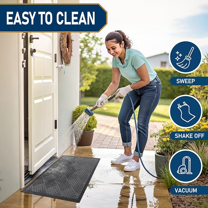Smiry Front Door Mat Outside Entrance, Heavy Duty Outdoor Indoor Natural Rubber - Image 6