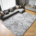 ONASAR 6x9 Area Rugs for Living Room, Large Tie-Dyed Light Grey Fluffy Shag Rug by ONASAR