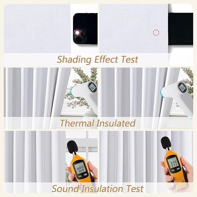 Guken White 100% Blackout Linen Curtains 52 Inch Wide by 142 Inch - Image 5