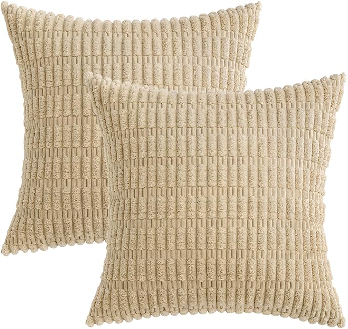 MIULEE Pack of 2 Corduroy Decorative Euro Sham Throw Pillow Covers 22x22 Inch - Image 6