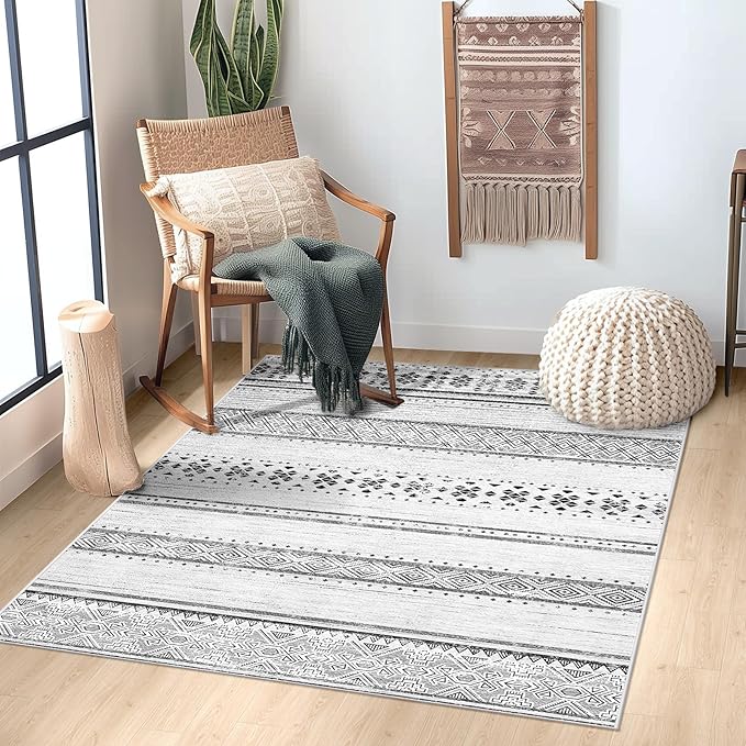 BESTSWEETIE 3x5 Area Rugs for Living Room Washable Moroccan Farmhouse Neutral by BESTSWEETIE