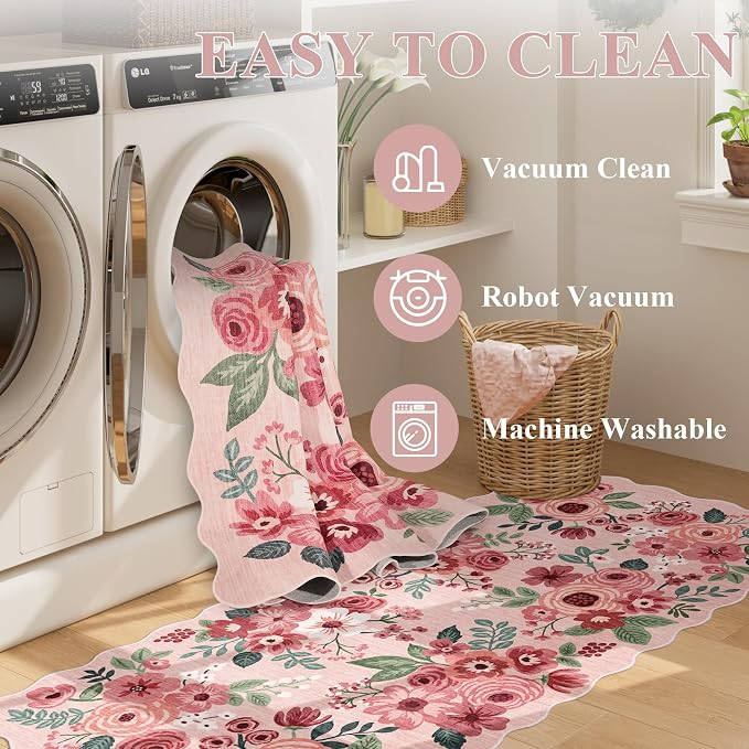DUKINO 8x10 Area Rug, Floral Washable Rugs - Image 5