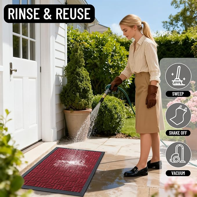 OLANLY Front Door Mat Outside Entrance 47x17, Heavy Duty Sturdy Natural Rubber - Image 7