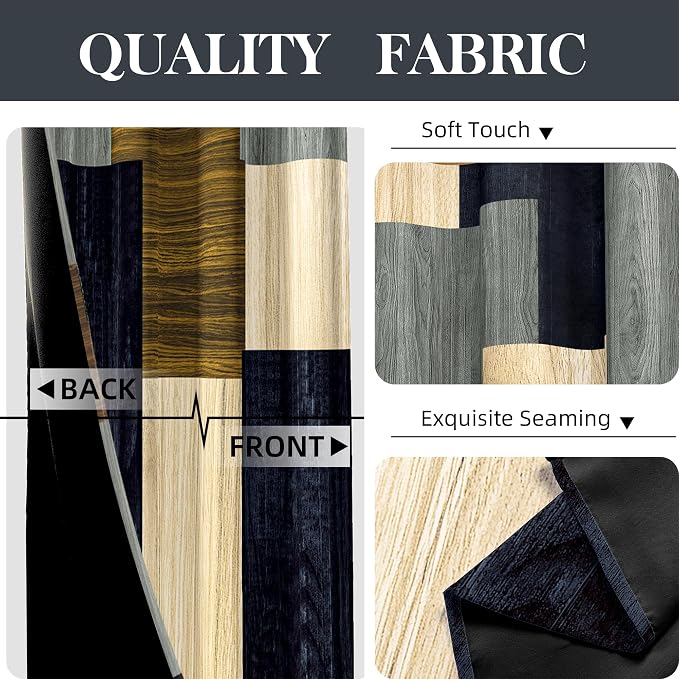 Tyrot Wood Print Retro 100% Blackout Curtains - Image 6