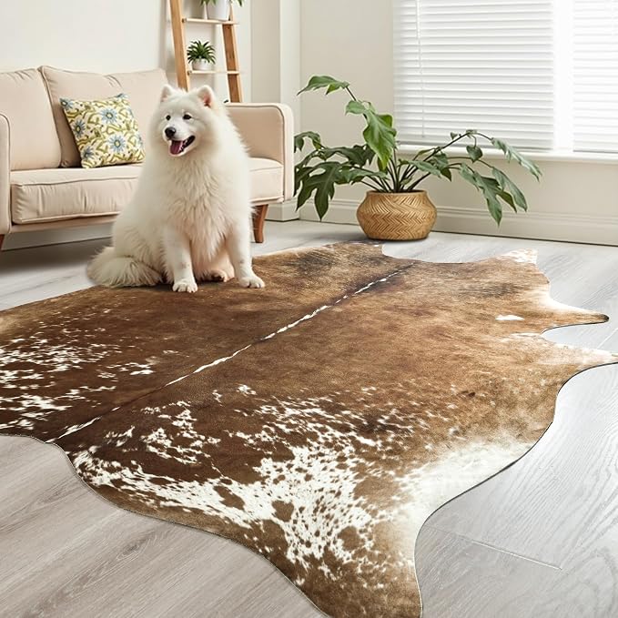 Easycozy Faux Cowhide Cow Print Rug: 6.2 x 7 Western Decor Faux Cowhide - Image 5